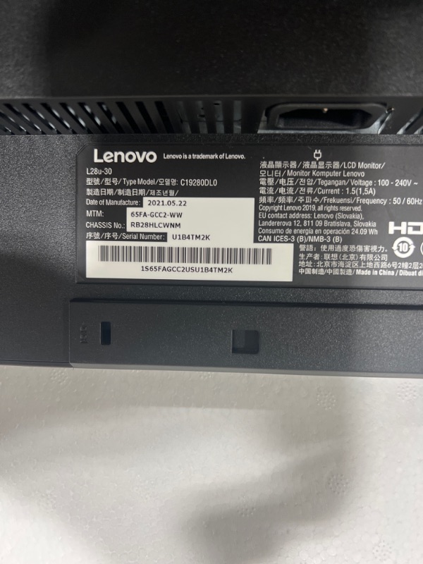 Photo 3 of Lenovo L28u-30 28-inch IPS Monitor, UHD 4K Display, Ultra-Thin Bezels