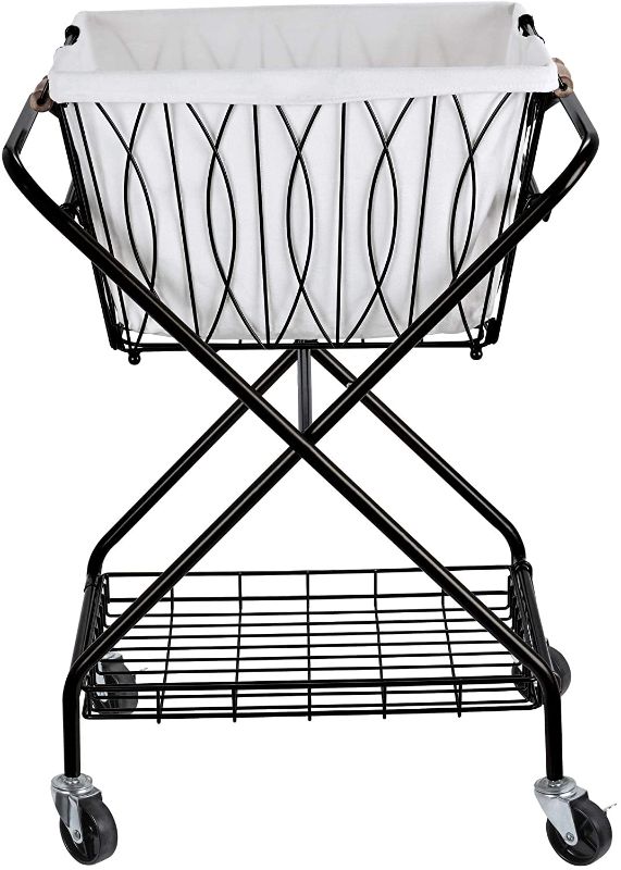 Photo 1 of Artesa Verona Collapsible Laundry Cart with Basket, Black
