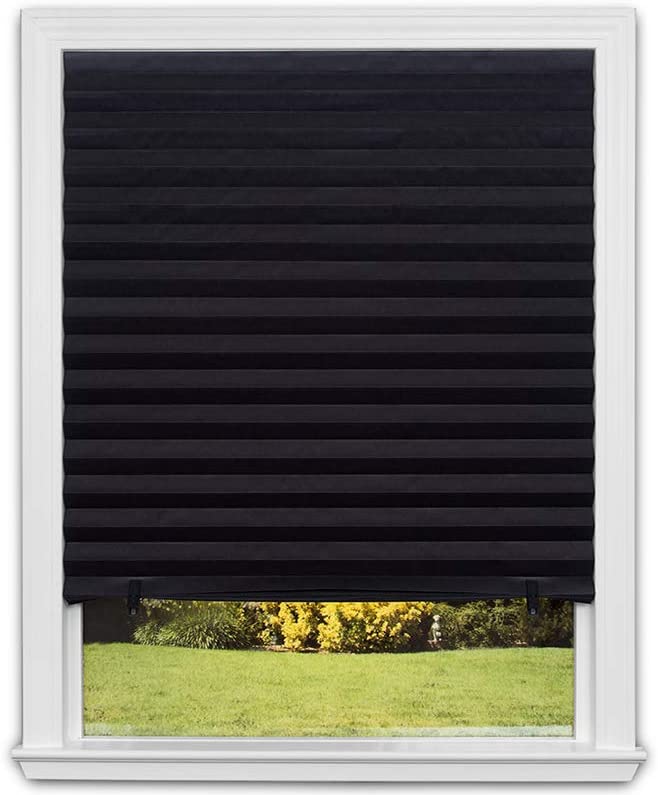Photo 1 of Blackout Pleated Paper Shade, 36 in x 72 in, 6-Pack, Black