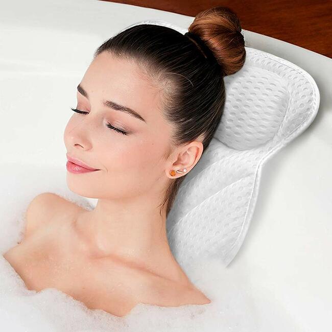 Photo 1 of Bath Pillow, SPA Pillow for Bathtub Support Neck,Head and Back with Strong Non-Slip Suction Cups and Comfortabl 3D AirMesh Bath Pillow for men and women
