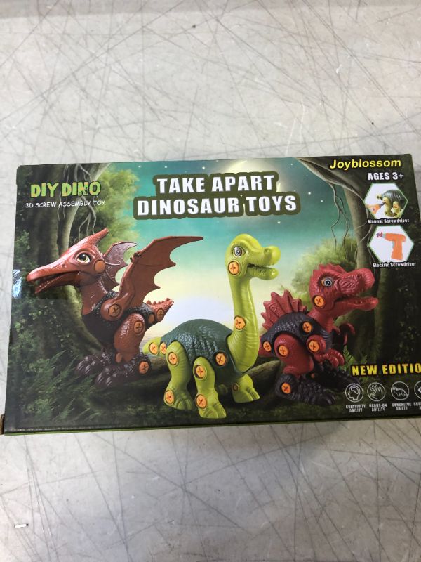 Photo 4 of Dinosaur Toys for 3 4 5 6 7 Year Old Boys, Take Apart Dinosaur Toys for Kids 3-5 5-7, Building Construction STEM Dinosaur Toys with Electric Drill Birthday Children’ Day Gifts for Boys Girls (A-3 pcs) BATTERIES ARE NOT INCLUDED 
