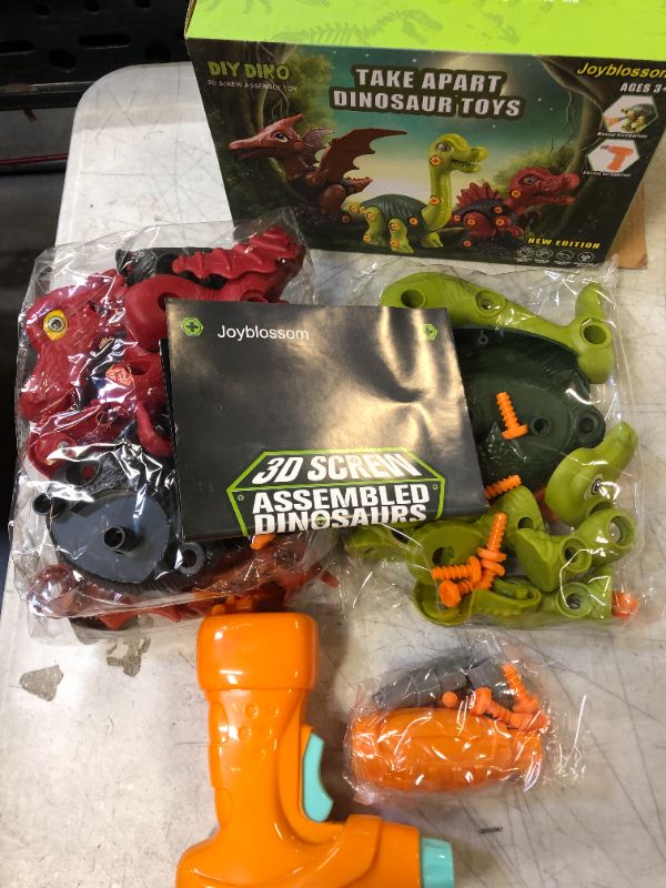 Photo 3 of Dinosaur Toys for 3 4 5 6 7 Year Old Boys, Take Apart Dinosaur Toys for Kids 3-5 5-7, Building Construction STEM Dinosaur Toys with Electric Drill Birthday Children’ Day Gifts for Boys Girls (A-3 pcs) BATTERIES ARE NOT INCLUDED 
