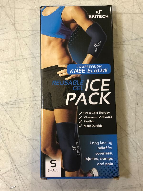 Photo 2 of Britech Elbow & Knee Ice Pack for Injuries Reusable Compression Sleeve – Knee Brace for Knee Pain, Elbow Pain, Ankle & Calf – Flexible Gel Cold Wrap for Recovery for Meniscus, ACL, MCL, Bursitis Pain Relief (Small)
