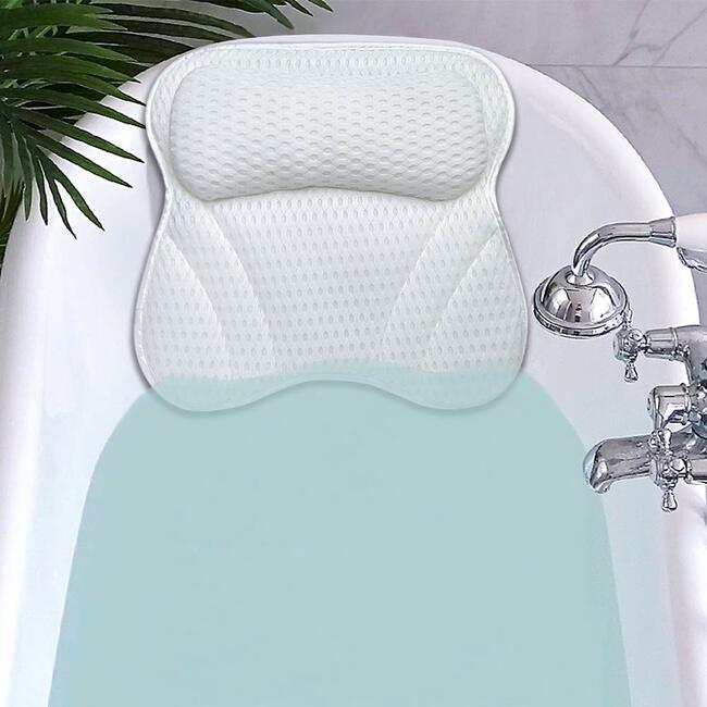 Photo 2 of Bath Pillow, SPA Pillow for Bathtub Support Neck,Head and Back with Strong Non-Slip Suction Cups and Comfortabl 3D AirMesh Bath Pillow for men and women
