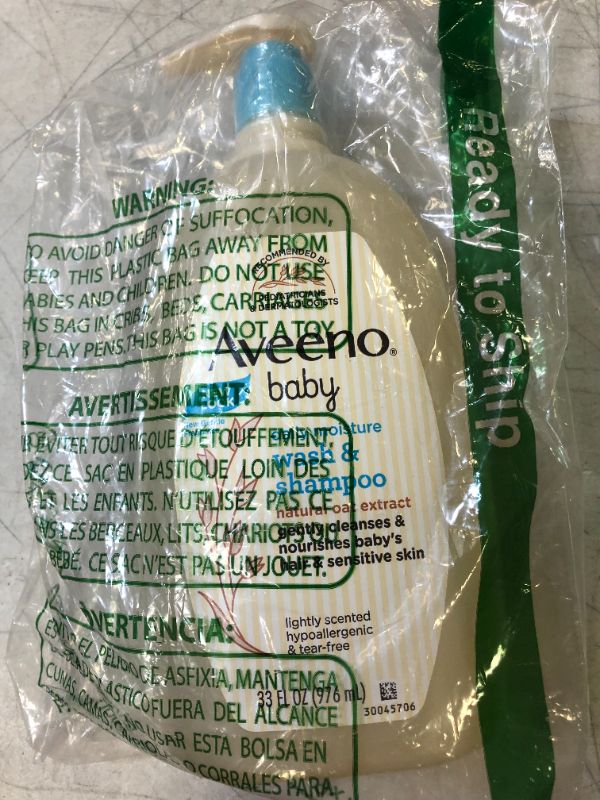 Photo 3 of Aveeno Baby Daily Moisture Gentle Bath Wash & Shampoo with Natural Oat Extract, Hypoallergenic, Tear-Free & Paraben-Free Formula for Sensitive Hair & Skin, Lightly Scented, 33 fl. oz
