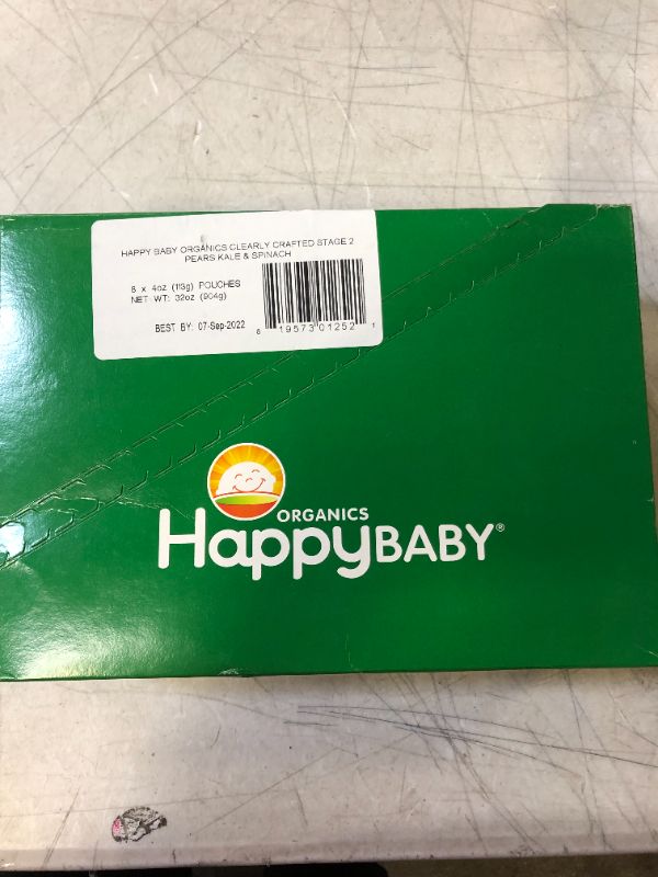 Photo 2 of Happy Baby Organics Clearly Crafted Stage 2 Baby Food Pears, Kale & Spinach, 4 Ounce Pouch Exp-Sep 22
