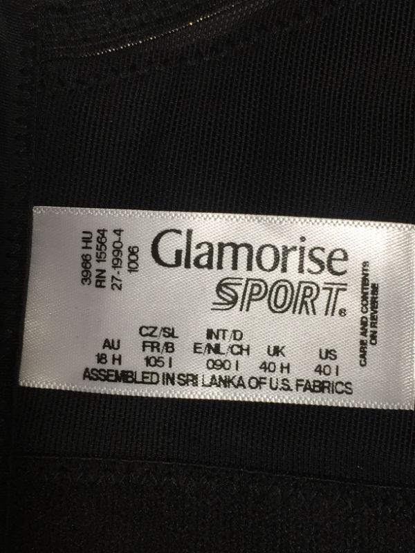 Photo 2 of GLAMORISE SPORT BRA PLUS SIZE BLACK
SIZE 40I