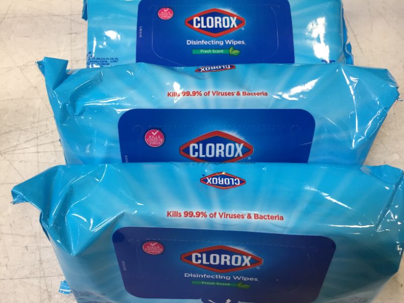 Photo 2 of Clorox Disinfecting Wipes, Bleach Free Cleaning Wipes, Fresh Scent, Moisture Lock Lid, 75 Wipes, Pack of 3
