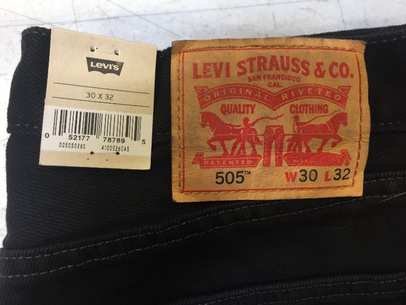 Photo 6 of Levi's Men's 505 Regular Fit Jeans 30WX32L in the color Black
