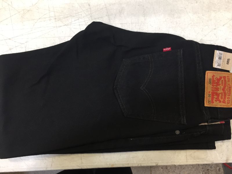 Photo 3 of Levi's Men's 505 Regular Fit Jeans 30WX32L in the color Black
