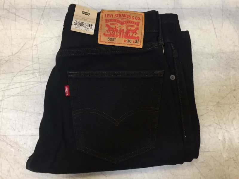 Photo 5 of Levi's Men's 505 Regular Fit Jeans 30WX32L in the color Black

