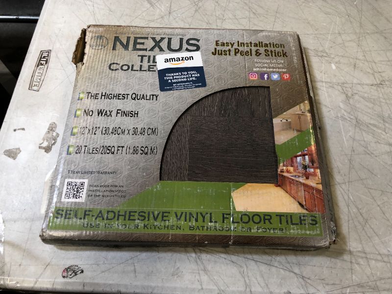 Photo 2 of Achim Home Furnishings FTVWD22920 Nexus Self Adhesive 20 Vinyl Floor Tiles, 12" x 12", Charcoal Grey Wood, Piece