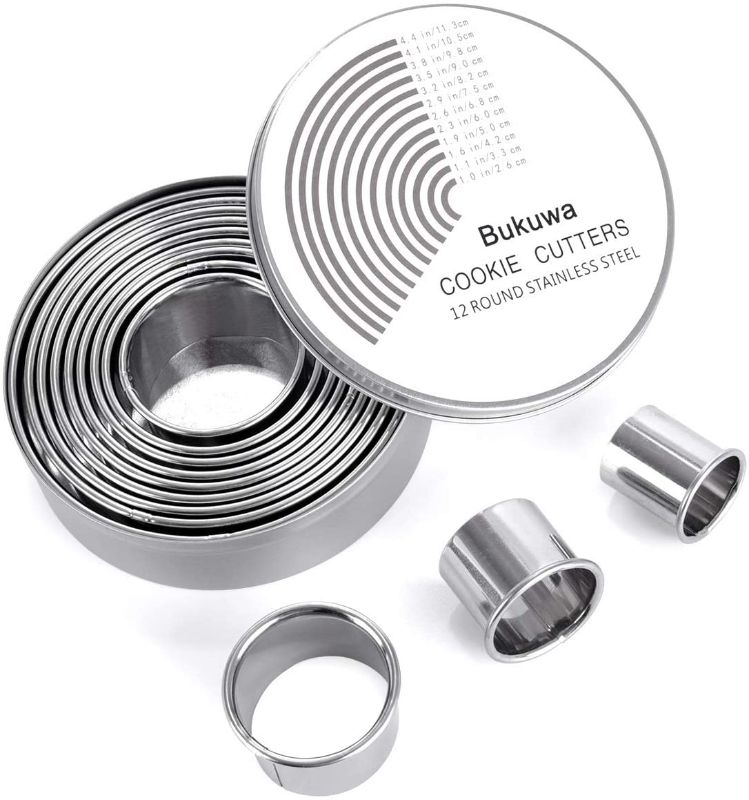 Photo 1 of 12 Pieces Round Cookie Biscuit Cutter Set,Graduated Circle Pastry Cutters,18/8 Stainless Steel Cookie Cutters And Donut Cutter Ring Molds
