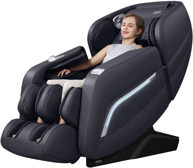 Photo 1 of iRest 2022 Massage Chair, Full Body Zero Gravity Recliner with AI Voice Control, Handrail Shortcut Key, SL Track, Bluetooth, Yoga Stretching, Foot Rollers, Airbags, Heating (Black)