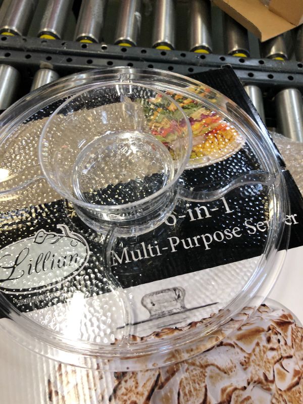 Photo 1 of Cake Stand with Dome Cover, 6-in-1 Multi-Purpose Use, Serving Platter, Punch Bowl, Desert Platter and More, BPA Free
