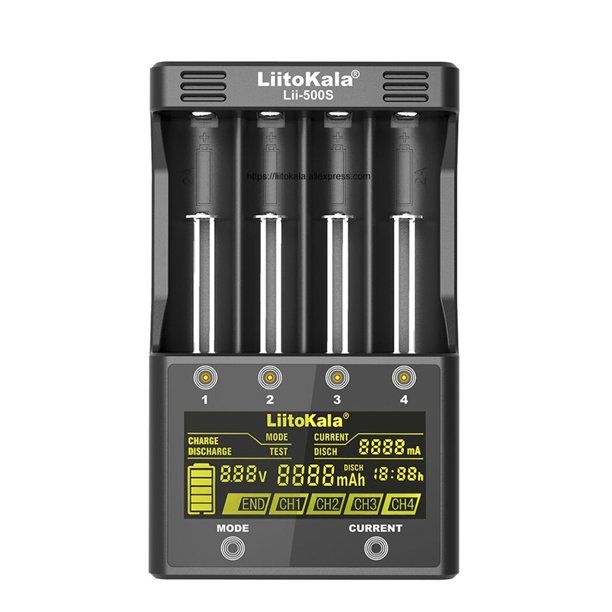 Photo 1 of LiitoKala Lii 500S Portable Battery Charging Kit 4 Slots with Touching Control LCD Screen Charging Modes Currents Adjustable Compatible for Ni MH AA AAA A SC for 3.7V Li ion 18650 18490 26
