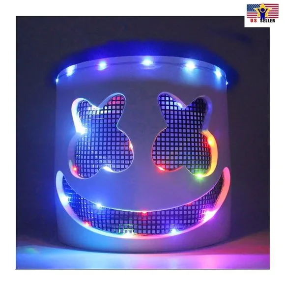 Photo 1 of Light Weight Eva Foam DJ Marshmallow LED Halloween Helmet Mask + Batteries
(stock picture just for reference)
