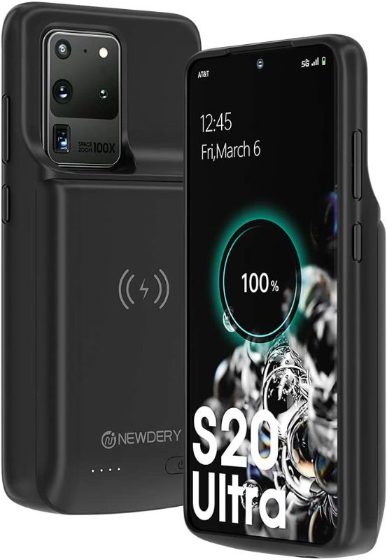 Photo 1 of NEWDERY Galaxy S20 Ultra Battery Case 10000mAh, Qi Wireless & Fast Charging & Andriod Auto & Samsung Dex Supported, Extended Charger Case Compatible Samsung Galaxy S20 Ultra 5G (6.9" Black)--- missing charging wire
