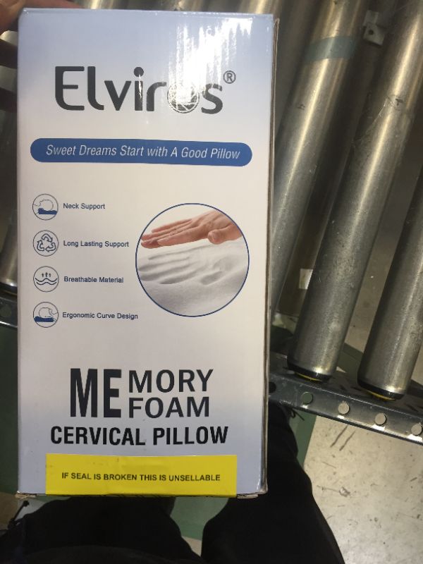 Photo 3 of Elviros Cervical Memory Foam Pillow, Contour Pillows for Neck and Shoulder Pain, Ergonomic Orthopedic Sleeping Neck Contoured Support Pillow for Side Sleepers, Back and Stomach Sleepers (Grey)
