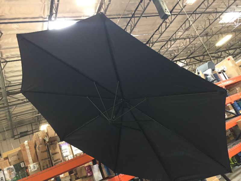 Photo 2 of BLUU 10ft Patio Offset Umbrella Cantilever Umbrella Hanging Market Umbrella Outdoor Umbrellas with Crank & Cross Base(Navy Blue)
