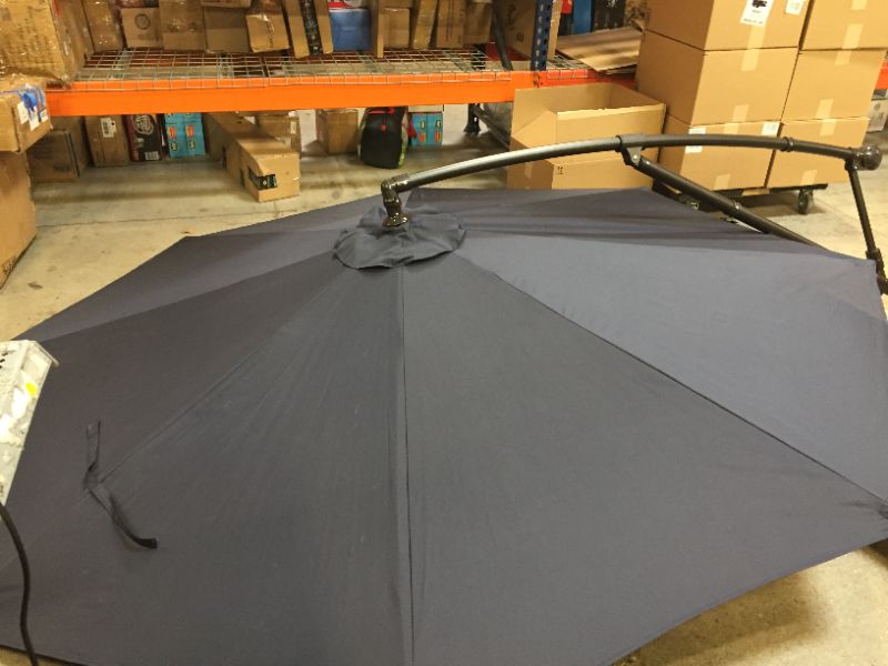 Photo 4 of BLUU 10ft Patio Offset Umbrella Cantilever Umbrella Hanging Market Umbrella Outdoor Umbrellas with Crank & Cross Base(Navy Blue)
