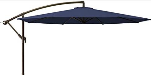 Photo 1 of BLUU 10ft Patio Offset Umbrella Cantilever Umbrella Hanging Market Umbrella Outdoor Umbrellas with Crank & Cross Base(Navy Blue)
