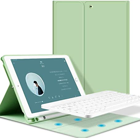 Photo 1 of KenKe for iPad 2018 2017 - iPad Air 1 & Air 2 Keyboard Case with Pencil Holder Bluetooth Wireless Magnetically Detachable Keyboard Cover 9.7 inch iPad 5th/6th Generation with Keyboard case - green
