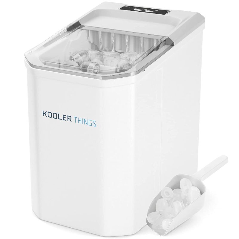 Photo 1 of Countertop Ice Maker Machine Portable, Self Cleaning Function, Mini Ice Makers, Make 26 lbs ice in 24 hrs, Ice Cubes Ready in 6-8 Mins with Ice Scoop and Basket for Home/Office/Bar
