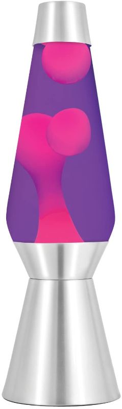 Photo 1 of Lava the Original 27 Inch Silver Base Grande Lamp with Pink Wax in Purple Liquid, Pink Purple
