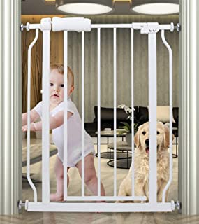 Photo 1 of HOOEN Small Narrow Baby Gate for Stairs Doorways Hallways 24 Inch to 29 Inch Wide Pressure Mounted Baby Gate Walk Through Child Gates for Kids or Pets Indoor Safety Gates
