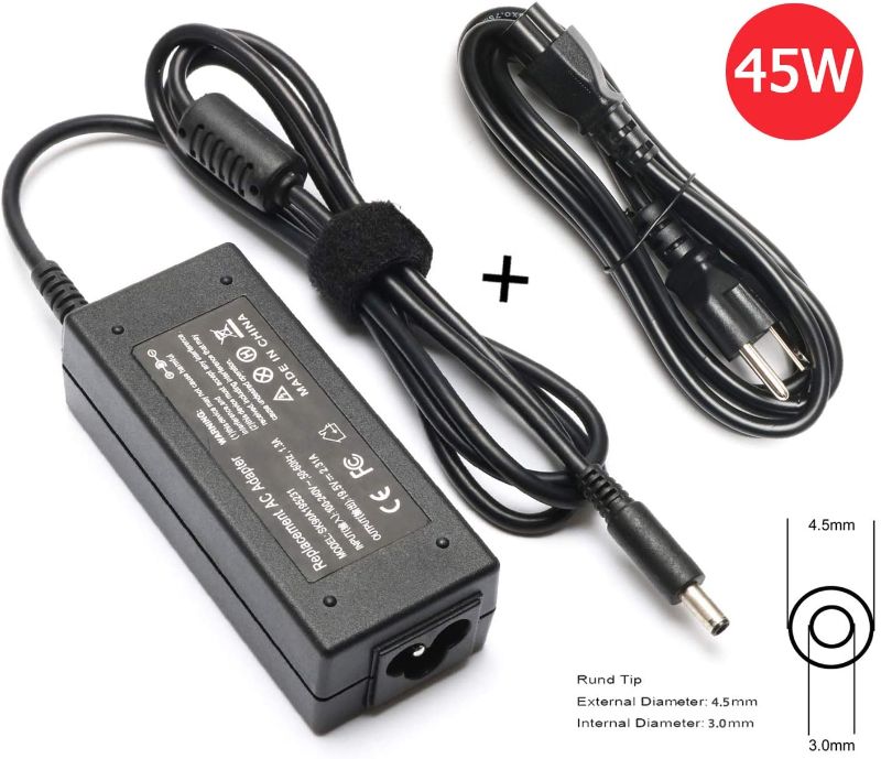 Photo 1 of 19V 2.31A 45W New AC Adapter Charger Power Cord for Dell Inspiron 13 5368 5378 7352 7353 7359 7368 7378 Inspiron 15 5000 5555 5558 5559 3552, XPS 13 9350 9333 Power Cord
