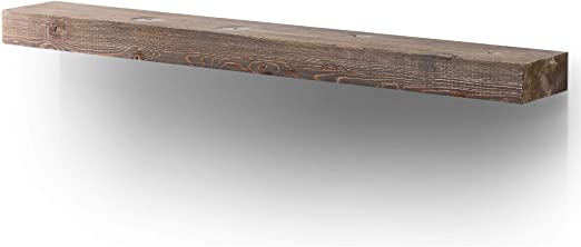 Photo 1 of BoscoMondo Rustic Fireplace Mantel Floating Shelf - 60'' X 7'' X 3'' Solid Pine Wood - Wall Decor, Mounted Farmhouse Shelving - Invisible Heavy Duty Bracket (Brown, 60'')
