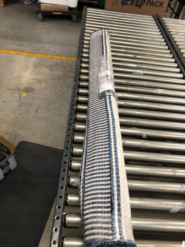Photo 1 of 5' x 7' Stripe Outdoor Rug Navy/Ivory - Threshold™