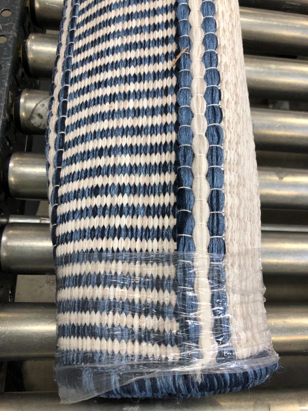 Photo 1 of 5' x 7' Stripe Outdoor Rug Navy/Ivory - Threshold™
