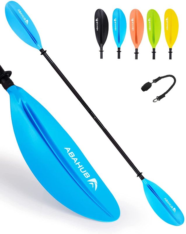 Photo 1 of Abahub 1 x Kayak Paddles, 90.5 Inches Kayaking Oars for Boating, Canoeing with Free Paddle Leash, Aluminum Alloy Shaft Black/Blue/Green/Orange/Yellow Plastic Blades
