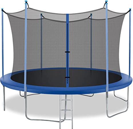 Photo 1 of 12FT Trampoline with Enclosure Net Outdoor Jump Rectangle Trampoline - ASTM Approved-Combo Bounce Exercise Trampoline PVC Spring Cover Padding for Kids and Adults
