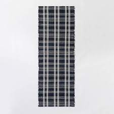 Photo 1 of 2'4"x7' Runner Windsong Indoor/Outdoor Plaid Rug Navy 