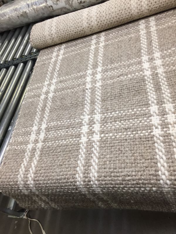 Photo 4 of 5'x7' Cottonwood Plaid Wool/Cotton Area Rug Neutral 