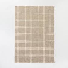 Photo 1 of 5'x7' Cottonwood Plaid Wool/Cotton Area Rug Neutral 