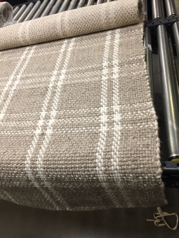 Photo 5 of 5'x7' Cottonwood Plaid Wool/Cotton Area Rug Neutral 