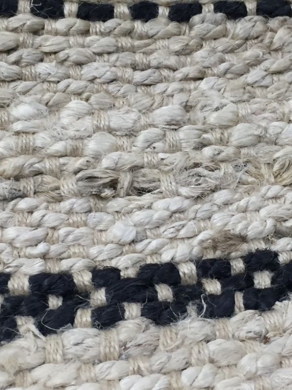 Photo 2 of 5' x 7' Bleached Jute Variegated Stripe Area Rug Railroad Gray