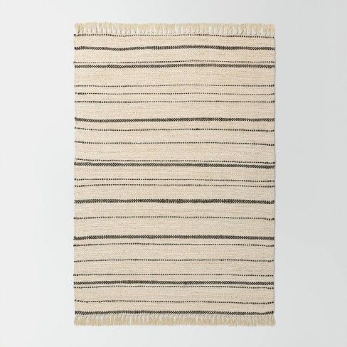 Photo 1 of 5' x 7' Bleached Jute Variegated Stripe Area Rug Railroad Gray