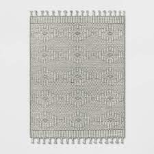 Photo 1 of 5' x 7' Diamond Outdoor Rug with Fringe Ivory/Gray - Threshold™