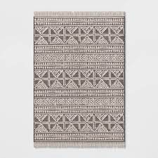 Photo 1 of 5' X 7' Tasseled Outdoor Rug Charcoal - Opalhouse