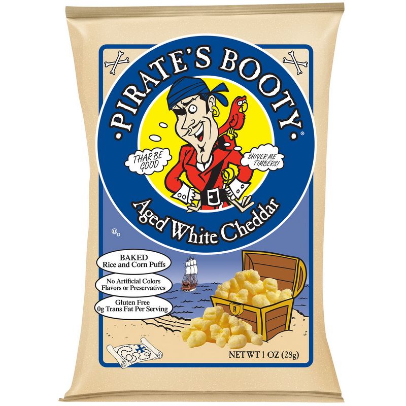 Photo 1 of Pirate'S Booty Aged White Cheddar With Peg Hole 1 Ounce Bag - 12 Per Case, Price/Case BB 06 11 2021
