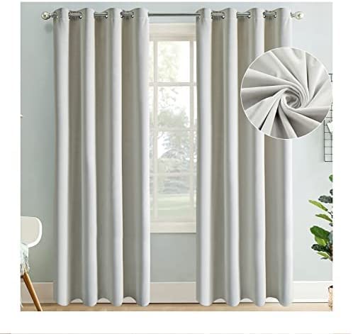 Photo 1 of Calimodo Light Grey Velvet Blackout Curtains 108 Inches Length for Bedroom 3-Layer Thermal Insulated Soft Luxury Grommet Windows Drape Darkening for Living Room (2 Panels)
