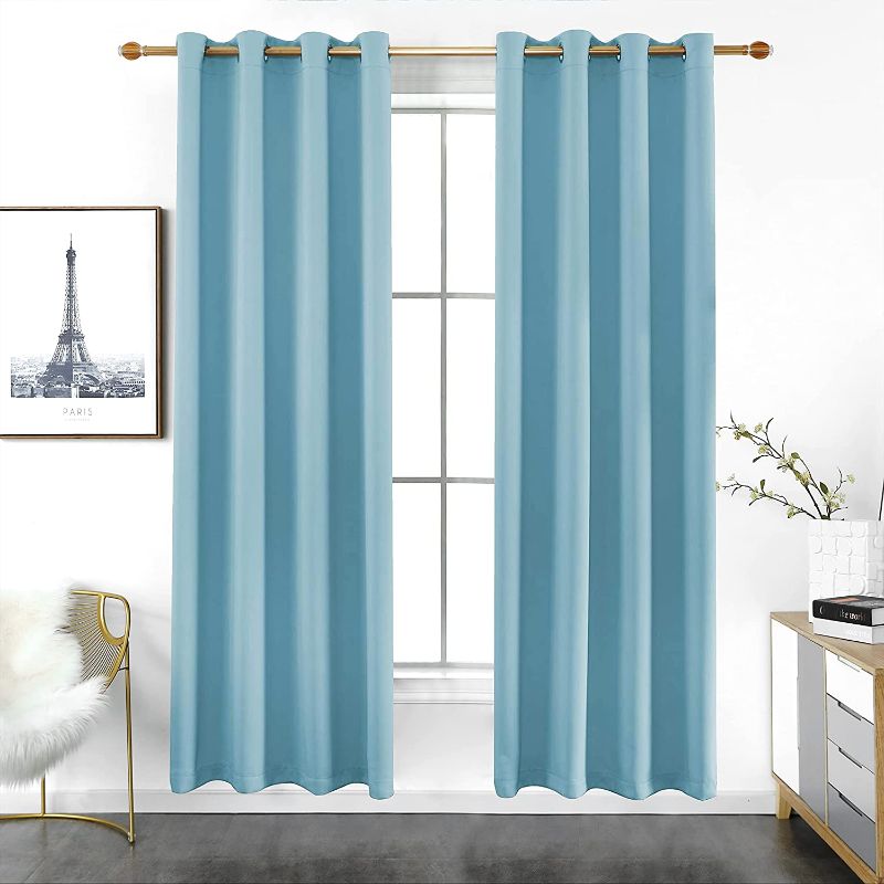 Photo 1 of YURIHOME Blackout Curtains for Bedroom, Noise Reducing Thermal Insulated Grommet for Living Room, Window Drapes, 2 Panels in a Set, 52W x 96L, Blue
