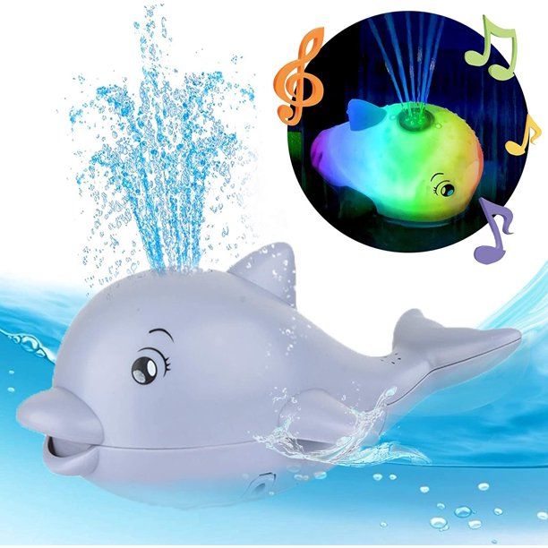 Photo 1 of Bath Toy, 2 In 1 Dolphin Automatic Water Spray Bath Toy With Led Lights And Music,Sensor Sprinkler Bath Shower Toy, Suitable For Toddlers Boys And Girls, Swimming Pool Bath Toys For Babies Gray


