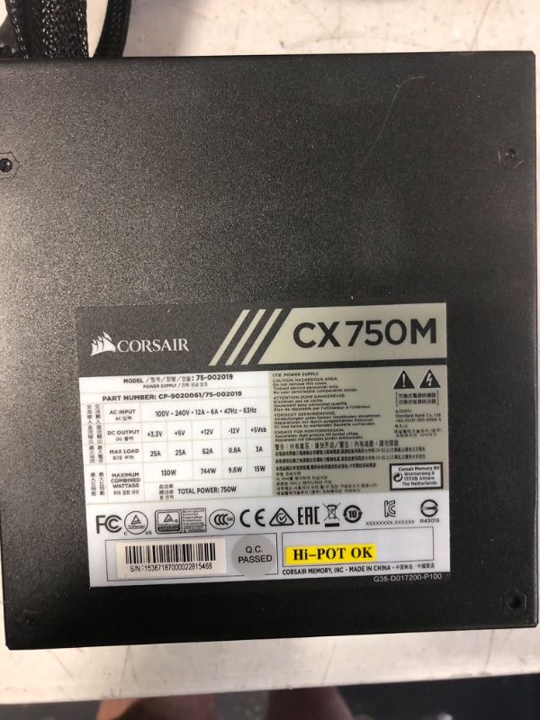 Photo 4 of Corsair CX-M Series, CX750M, Modular Power Supply, 80 Plus Bronze
