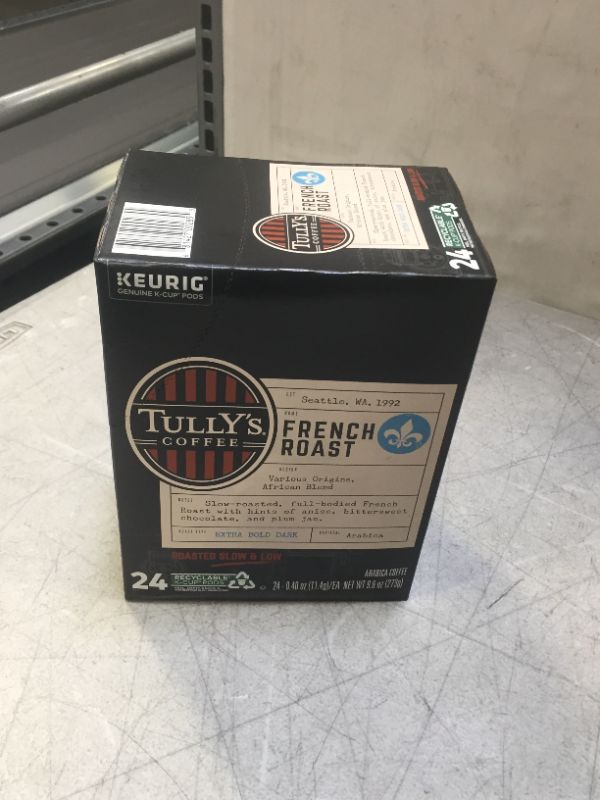 Photo 2 of  Tully's Coffee French Roast K-Cup Pods, Dark Roast, 24 Count for Keurig Brewers exp- may 15/2023